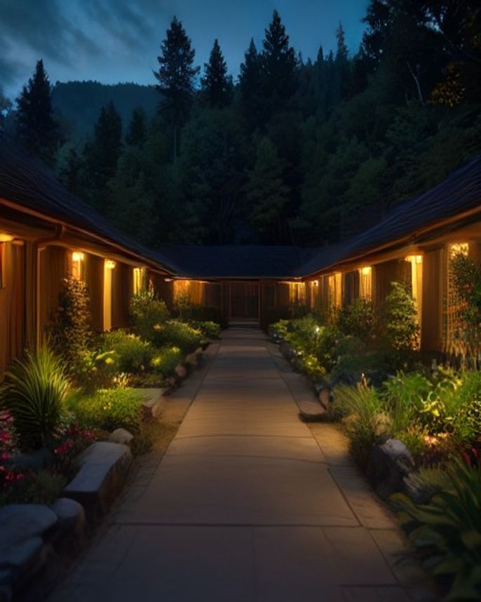 Professional low-voltage landscape lighting in a Pacific Northwest dusk scene — low-voltage landscape lighting