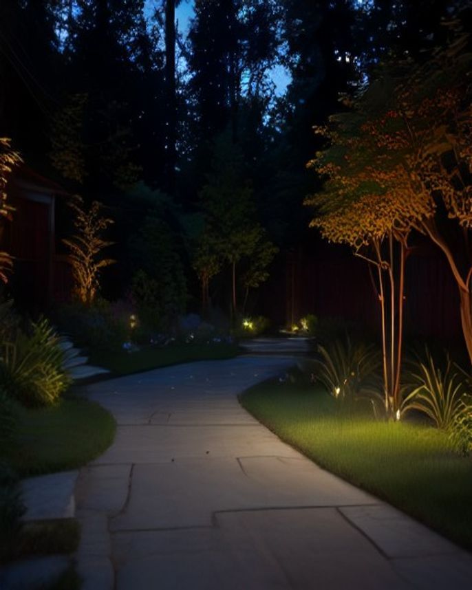 Professional low-voltage landscape lighting in a Pacific Northwest dusk scene — low-voltage landscape lighting